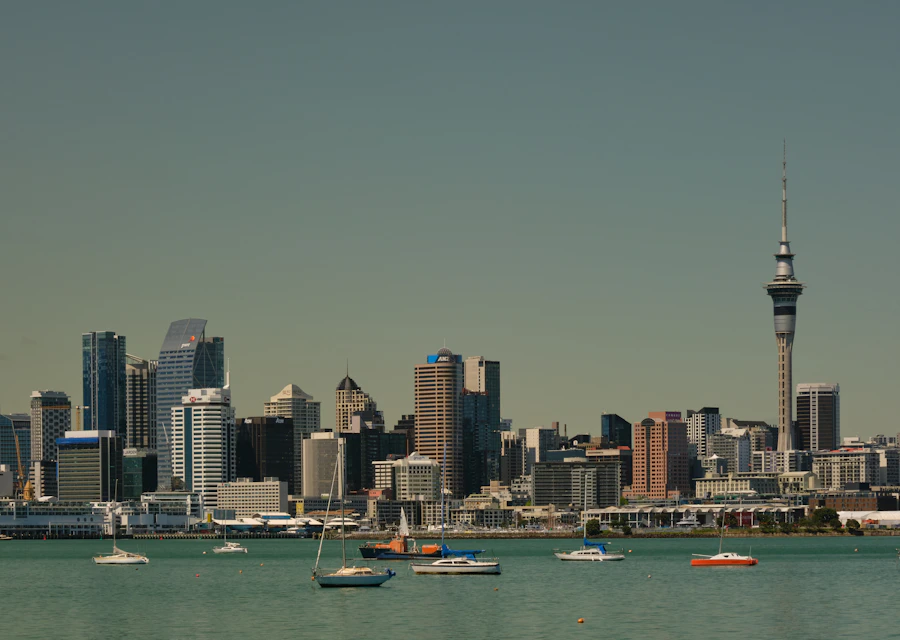 Auckland skyline across the harbour