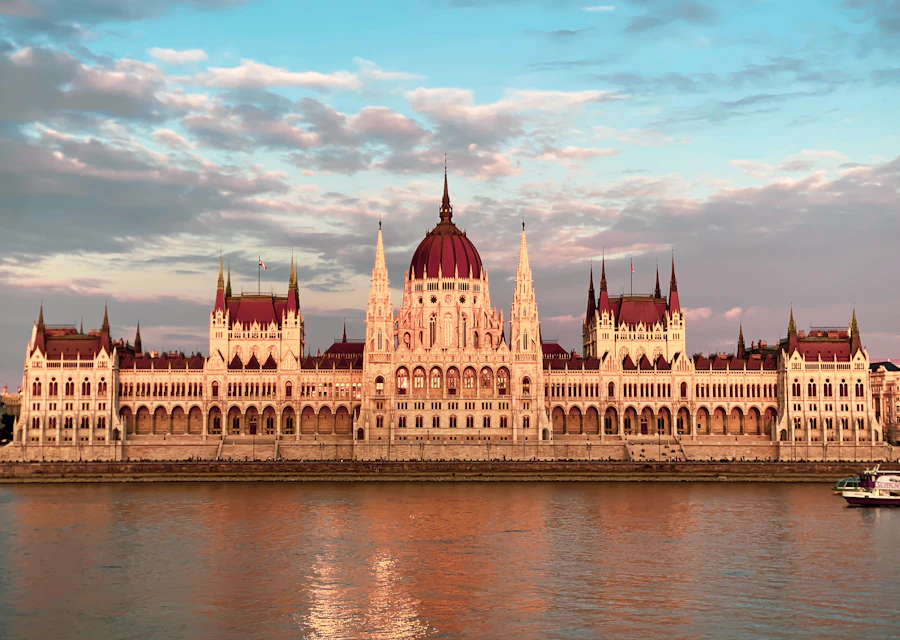 Hungarian Parliament Building beside the Danube in Budapest